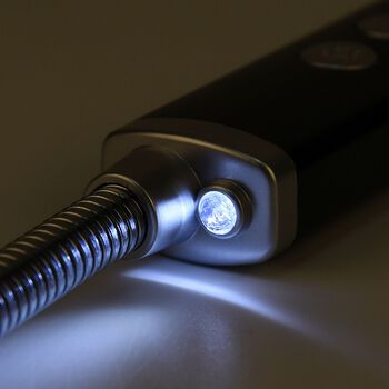 Elektronisches USB-Feuerzeug mit Taschenlampe, wiederaufladbar per USB, 24x2.6x1.8 cm, Schwarz