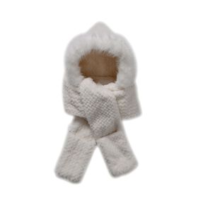 Plüsch Hut-und-Schal-Set, Winddicht und Kuschelig, beige