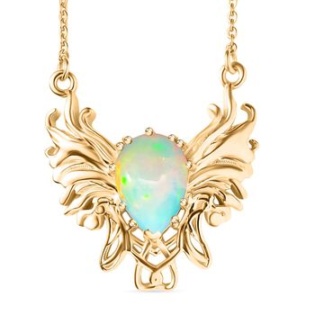 D'Joy AA Nat&uuml;rlicher, &auml;thiopischer Welo Opal Halskette ca. 50 cm 925 Silber 750 Gelbgold Vermeil ca. 1.39 ct