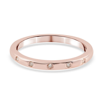 Diamant Band Ring 925 Silber Rosevergoldet (Größe 17)