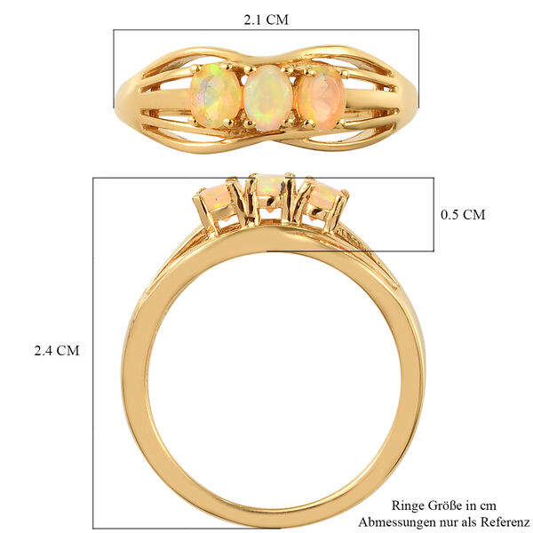 Nat&uuml;rlicher &Auml;thiopischer Opal 3 Stein Ring 925 Silber vergoldet  ca. 0,38 ct image number 7