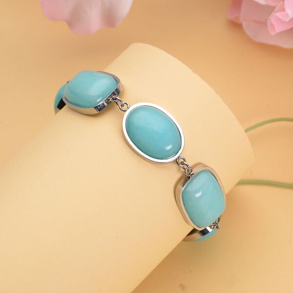 Amazonit-Armband, ca. 19 cm, reiner Edelstahl ca. 80,00 ct image number 2