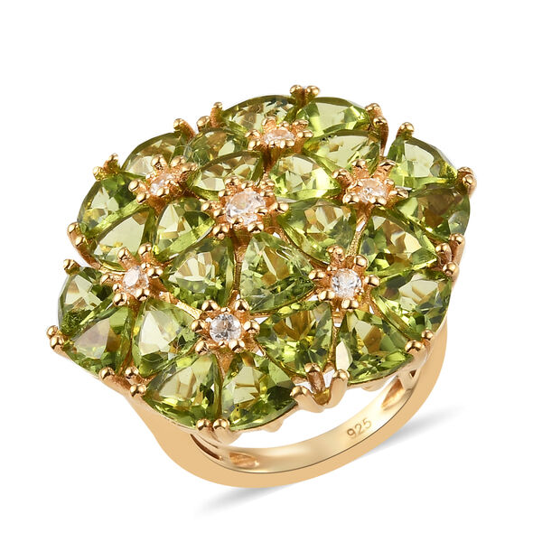 Natürlicher Peridot und weißer Zirkon-Ring, 925 Silber vergoldet  ca. 11,55 ct image number 4