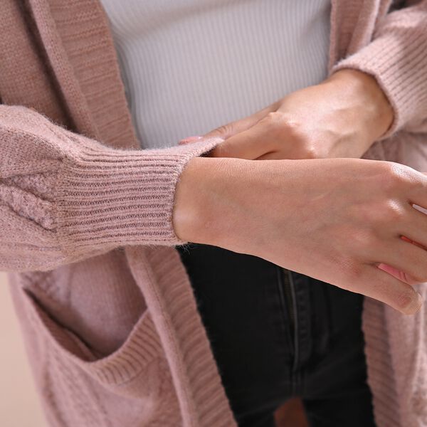 LA MAREY - lange Strickjacke, Einheitsgröße Türkis image number 9