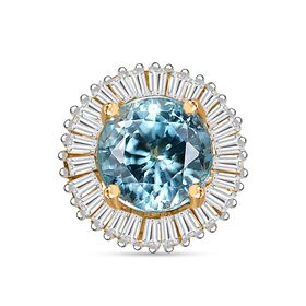AAA Blauer Zirkon, Weißer Diamant Anhänger 585 Gold ca. 1,59 ct.