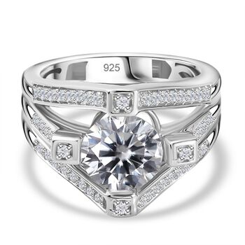 Moissanit Ring 925 Silber rhodiniert (Gr&ouml;&szlig;e 17.00) ca. 2,27 ct