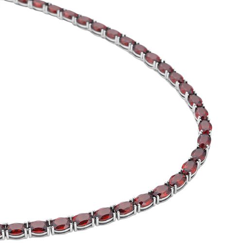 Mosambik Granat Halskette, ca. 45 cm, 925 Silber rhodiniert ca. 61,56 ct image number 3