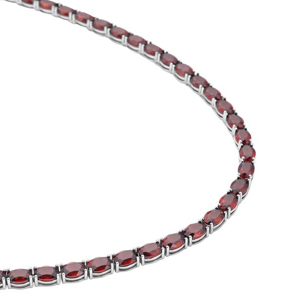 Mosambik Granat Halskette, ca. 45 cm, 925 Silber rhodiniert ca. 61,56 ct image number 3