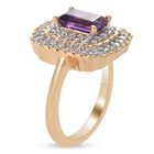 Afrikanischer Amethyst und Zirkon Ring 925 Silber 585 Vergoldet image number 4