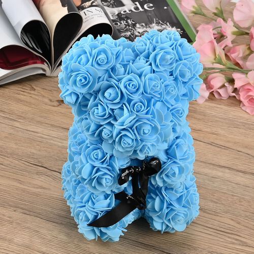Rosen Teddybär mit Schleife, blau image number 1