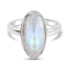 Premium Regenbogen Mondstein Solitär-Ring, 925 Silber (Größe 16.00) ca. 6,27 ct