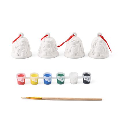 Porzellan Weihnachtsglocke (4stk.) Farbset inklusive 6 Farben+1 Pinsel, Weihnachtsglocke