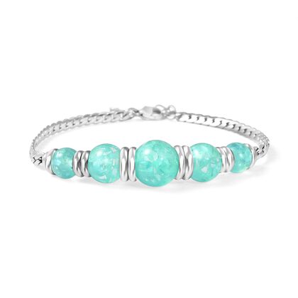 Gr&uuml;nes K&uuml;nstlicher-Opal-Armband, ca. 18.5 cm + 3.5 cm Extender, 316L Edelstahl