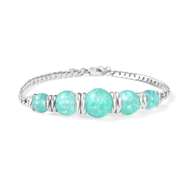 Gr&uuml;nes K&uuml;nstlicher-Opal-Armband, ca. 18.5 cm + 3.5 cm Extender, 316L Edelstahl