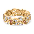 AA Mehrfarbiger-Turmalin, Weißer Zirkon Ring, 925 Silber vergoldet (Größe 17.00), ca. 0.97 ct