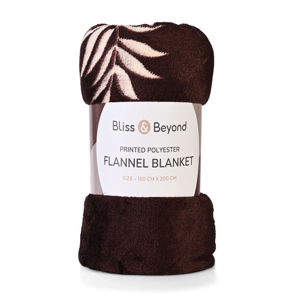 " Livmore  Printed flannel blanket 155 gms Size-150x220 cms Color-Coffee and White" image number 7