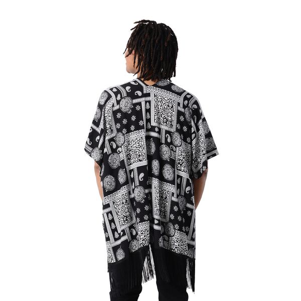 Kimono mit Quasten, Einheitsgr&ouml;&szlig;e Schwarz image number 2