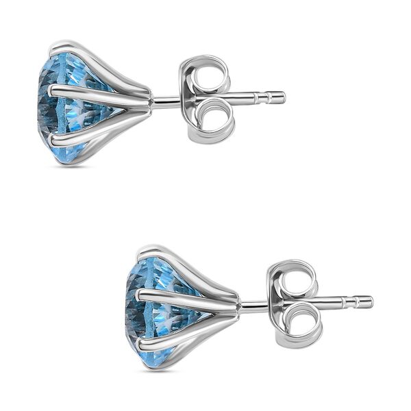 120 Facetten Himmelblauer Topas Ohrringe, 925 Silber platiniert ca. 5.63 ct image number 4