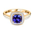 AAA Tansanit, Weißer Diamant Ring 585 Gold (Größe 20.00) ca. 1.55 ct