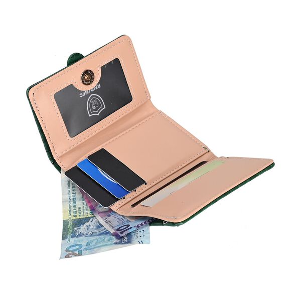 Stilvolle Geldbörse mit Krokodilprägung und RFID-Schutz, 11x8 cm, Grün image number 6