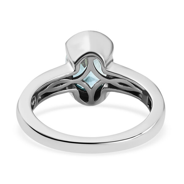 Blauer und Wei&szlig;er Zirkon Ring 925 Silber platiniert  ca. 3,14 ct image number 6