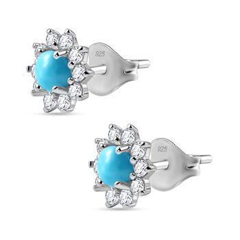 Amerikanische, nat&uuml;rliche Sleeping Beauty T&uuml;rkis und Zirkon-Ohrringe - 1,17 ct.