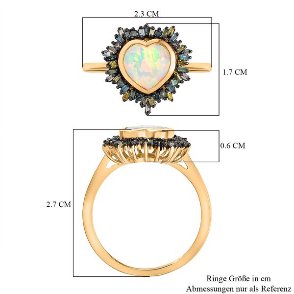 D'Joy &auml;thiopischer Welo Opal und blauer Diamant Ring und Anh&auml;nger mit 50cm Kette image number 13