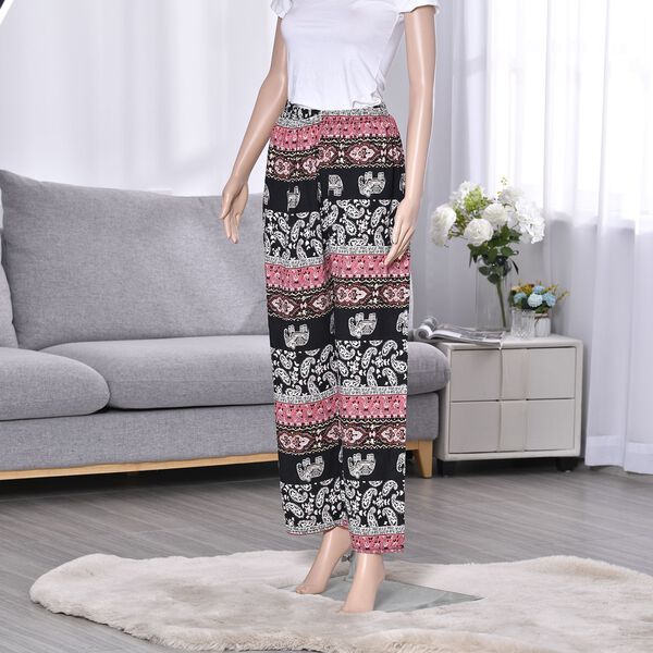 Gewebte Viskosehose, L&auml;nge 103/ H&uuml;fte 66/ Taille 56cm, schwarz und rosa image number 3