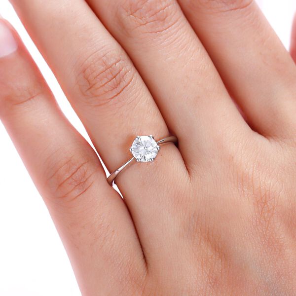 88 Facetten Moissanit-Ring, 925 Silber platiniert, ca. 0,74 ct image number 9