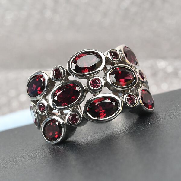 Rhodolith Granat Ring 925 Silber Platin-Überzug image number 2