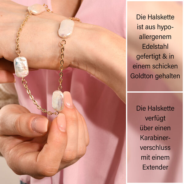 Weiße Keshi Perle-Halskette image number 4