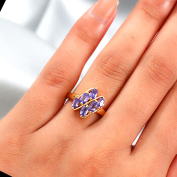 AA Tansanit Ring 925 Silber Gelbgold Vermeil  ca. 1,58 ct