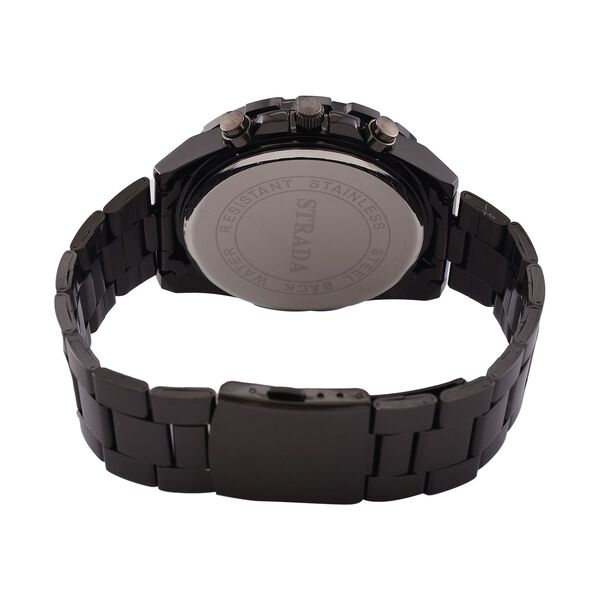 STRADA - Japanisches Uhrwerk mit rotierbarem Skalenring und Edelstahl, Schwarz image number 6