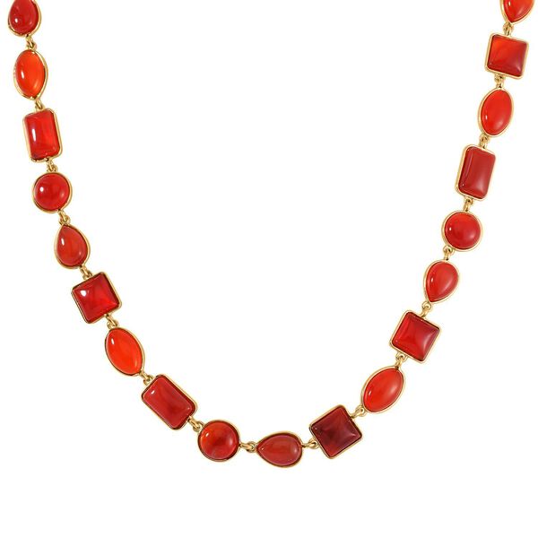 Roter Achat Halskette ca. 45 cm Legierung Standard gelb vergoldet ca. 160,00 ct. image number 3