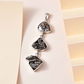 Muonionalusta Meteorit Anh&auml;nger, 925 Silber rhodiniert, ca. 35.76 ct