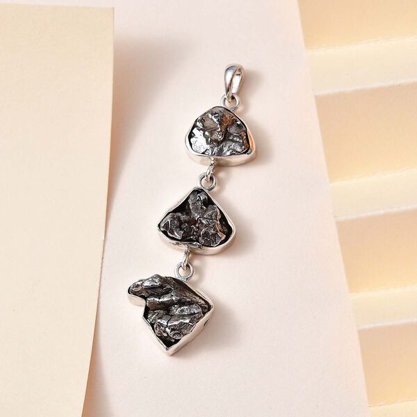 Meteorit Anh&auml;nger, 925 Silber rhodiniert, ca. 35.76 ct image number 2