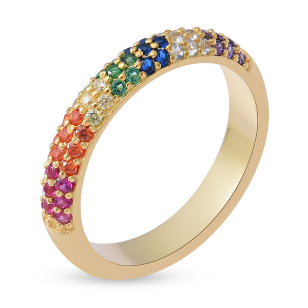 LUSTRO STELLA - Mehrfarbiger Zirkonia Ring 925 Silber vergoldet  ca. 0,69 ct image number 3