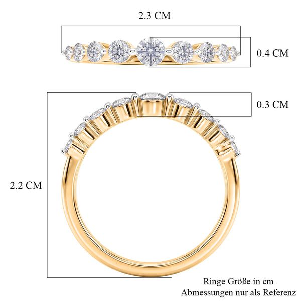 LUXURIANT SGL zertifizierter SI-GH Labor Diamant Ring, 925 Silber 750 Gelbgold Vermeil - 0,50 ct. image number 6