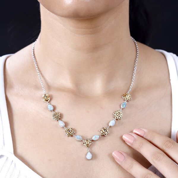 AA Nat&uuml;rliche, &auml;thiopische Welo Opal und Multi-Saphir-Halskette, 45 cm - 4,08 ct. image number 4