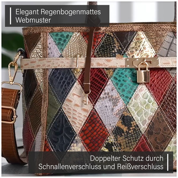 Chaos by Elsie-  Echtleder Tasche mit Regenbogen-Mattwebmuster image number 10