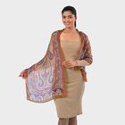 "Fabric - 100% Silk Printed Scarf Color - Brown Size- 160 x 49 CM"