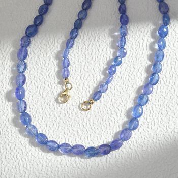 AAA Tansanit 45cm Halskette und 19cm Armband in 585 Gold