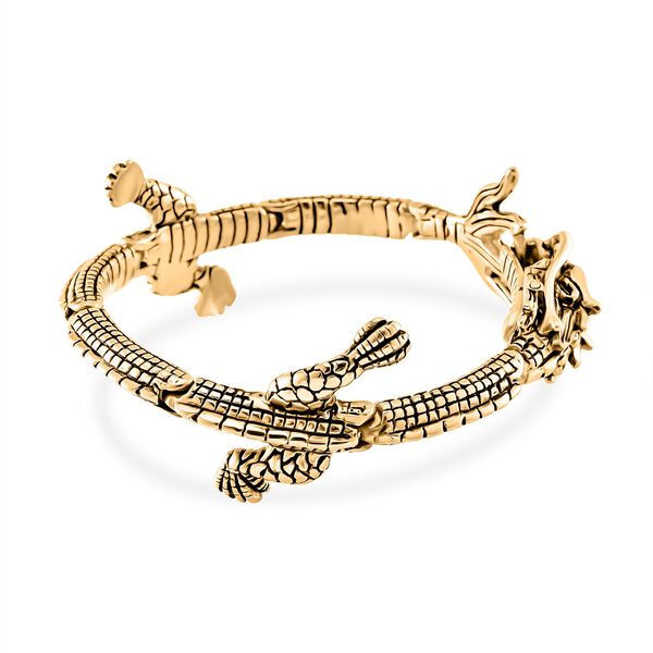 Designer Style- Drachen Armreif 316L Edelstahl ca. 20 cm ca. 71,50g, Goldfarben image number 2