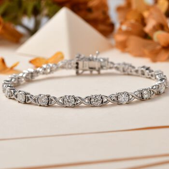 Moissanit Armband ca. 18 cm 925 Silber rhodiniert ca. 4,05 ct.