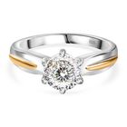 Moissanit Ring 925 Silber platiniert und vergoldet, bicolor, (Größe 16.00) ca. 0.97 ct