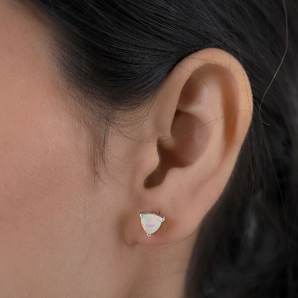 Nat&uuml;rlicher &Auml;thiopischer Opal Ohrstecker 925 Silber platiniert ca. 0,74 ct image number 3