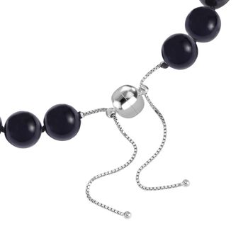 Schwarzer Turmalin Halskette ca. 45 cm 925 Silber rhodiniert ca. 655,30 ct.