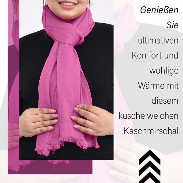 La Marey - Luxuri&ouml;ser und weicher Schal aus 100 % Kaschmirwolle, 70 x 195 cm, Rosa image number 1