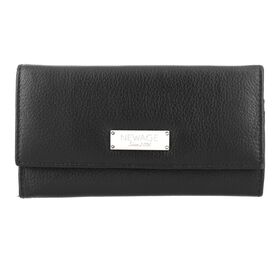 Moderne Geldbörse aus 100% echtem Leder mit RFID Schutz, 18.5x10cm, Schwarz