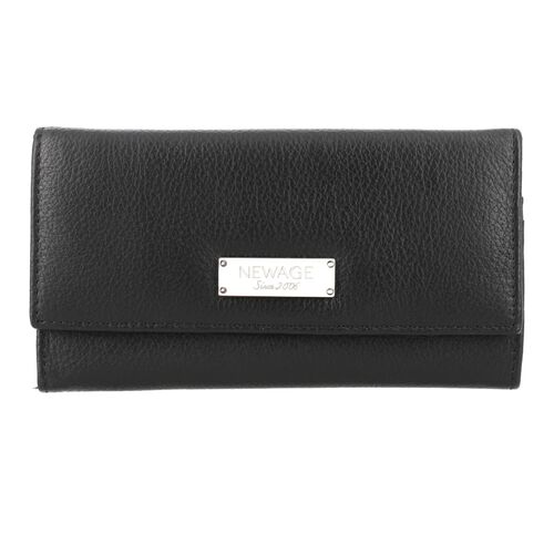 Moderne Geldbörse aus 100% echtem Leder mit RFID Schutz, Schwarz image number 0